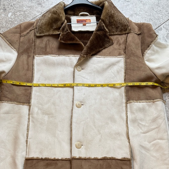 Royal Prestige Unisex Faux Suede Pimp Coat Patchwork Long Coat in Brown Cream - Picture 4 of 11